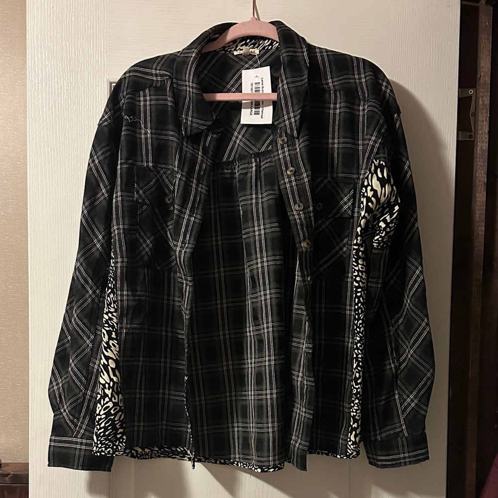 JODIFL Black and White Plaid Shirt